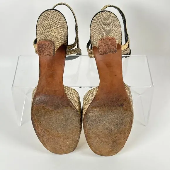 Vintage 1950s Reptile Peep-Toe Sandals by L'aiglon Custom Made Size 6.5 N - Picture 7 of 10